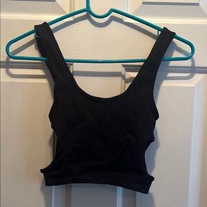 Zara Black Ribbed Crop Top